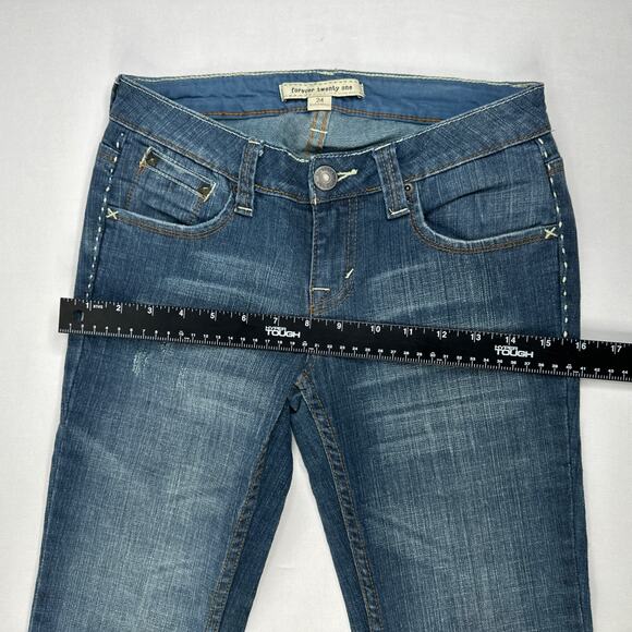 Forever 21 Jeans Womens Size 24 Skinny Distressed Stretch Denim Low Rise - Picture 9 of 11